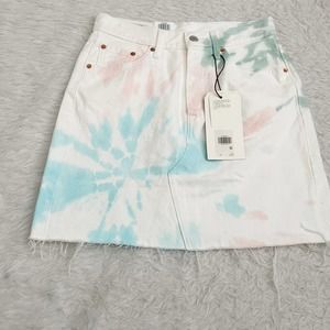 NWT Levis Premium Denim Tie Dye High Rise Mini Jean Skirt Size 27